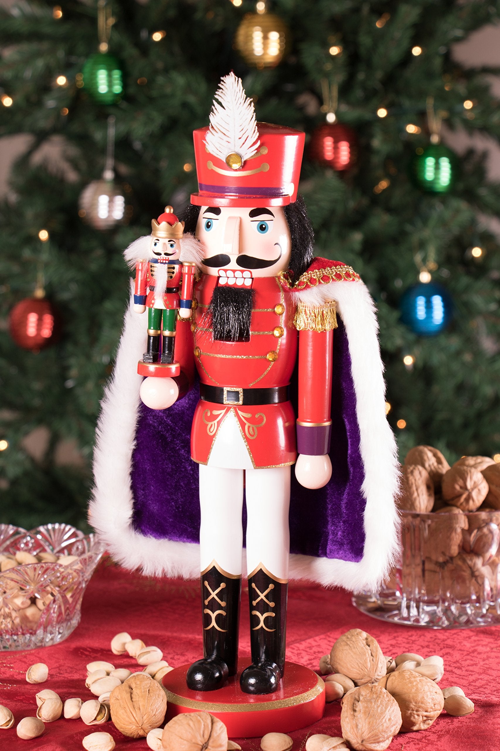 Clever Creations Red Prince 14 Inch Traditional Wooden Nutcracker, Festive Christmas D  cor for Shelves and Tables